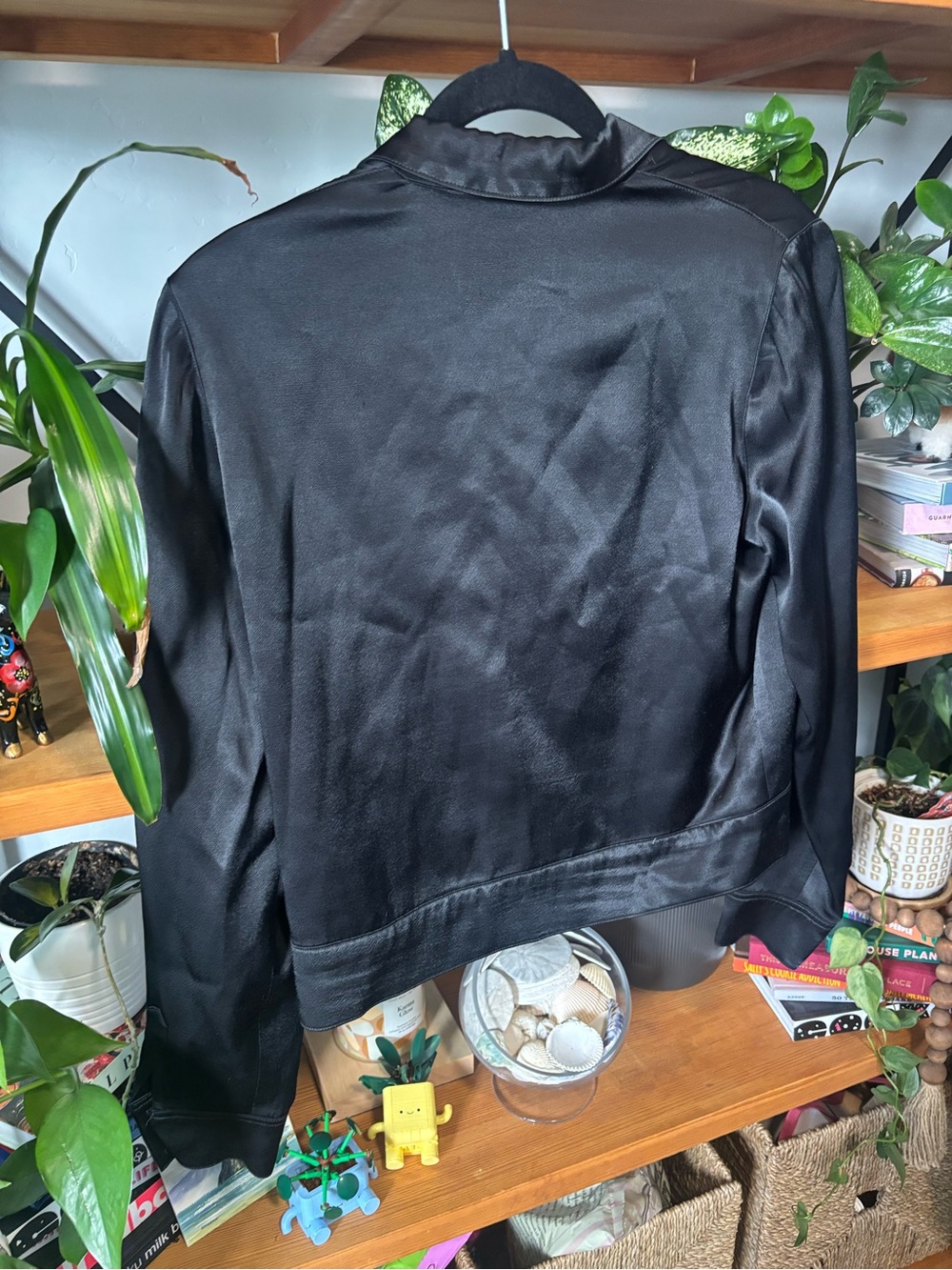 Reformation Black Satin Button-Front Top | Small - Picture 5 of 5